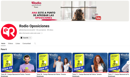 El canal de YouTube de Ediciones Rodio es tu compañero digital en la preparación de las oposiciones